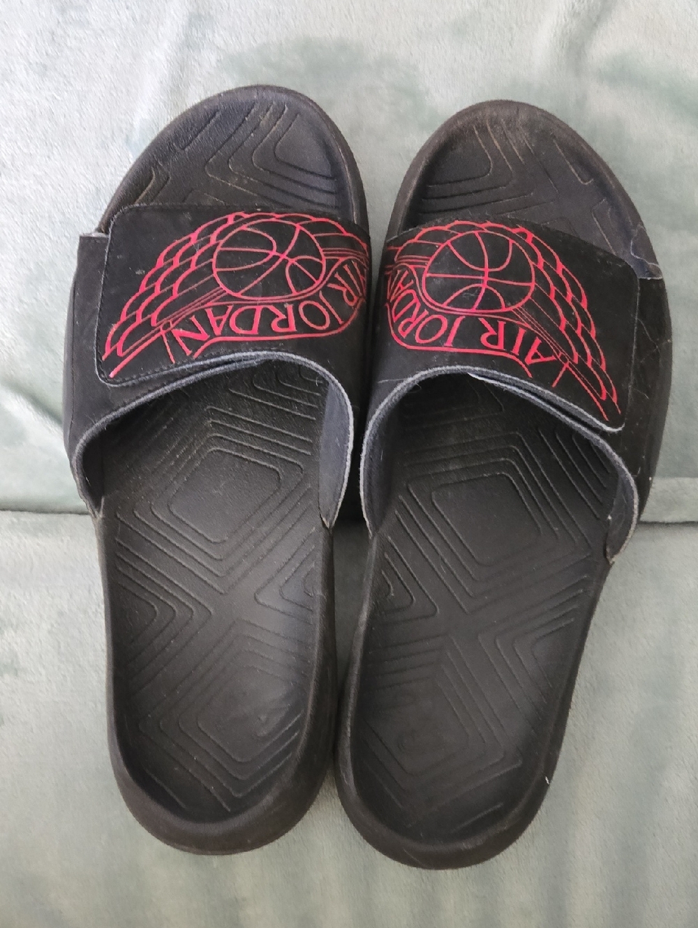 Jordan Black Slide Sandals with Red Graphic
